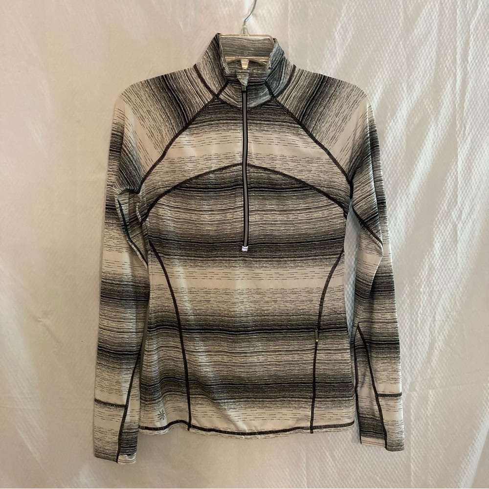 Athleta Wild Stripe Half Zip Pullover Gray XS